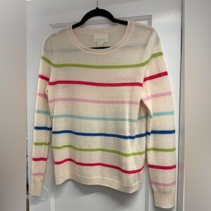 Cynthia Rowley Cream Multi-Stripe Cashmere Crewneck Sweater